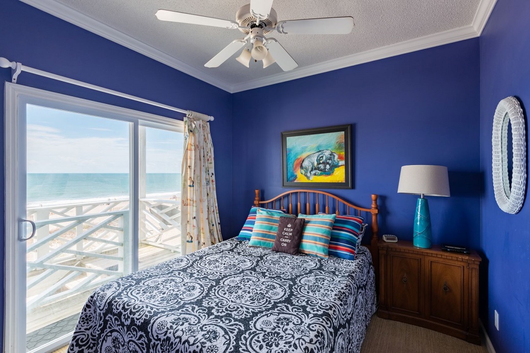 Blue Bedroom With Beach View